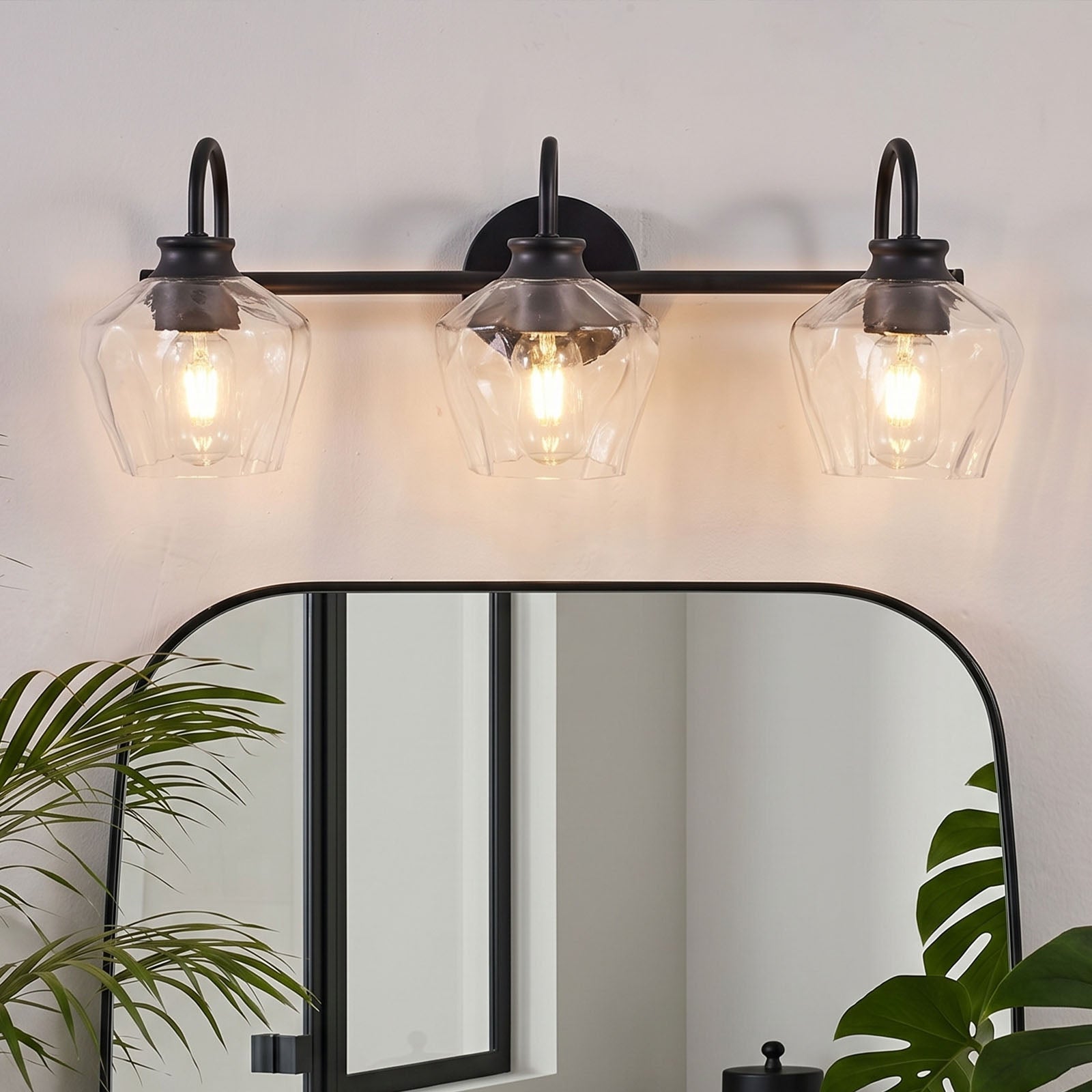 Contemporary  Hammer Glass Shade Gooseneck Bathroom Wall Sconce