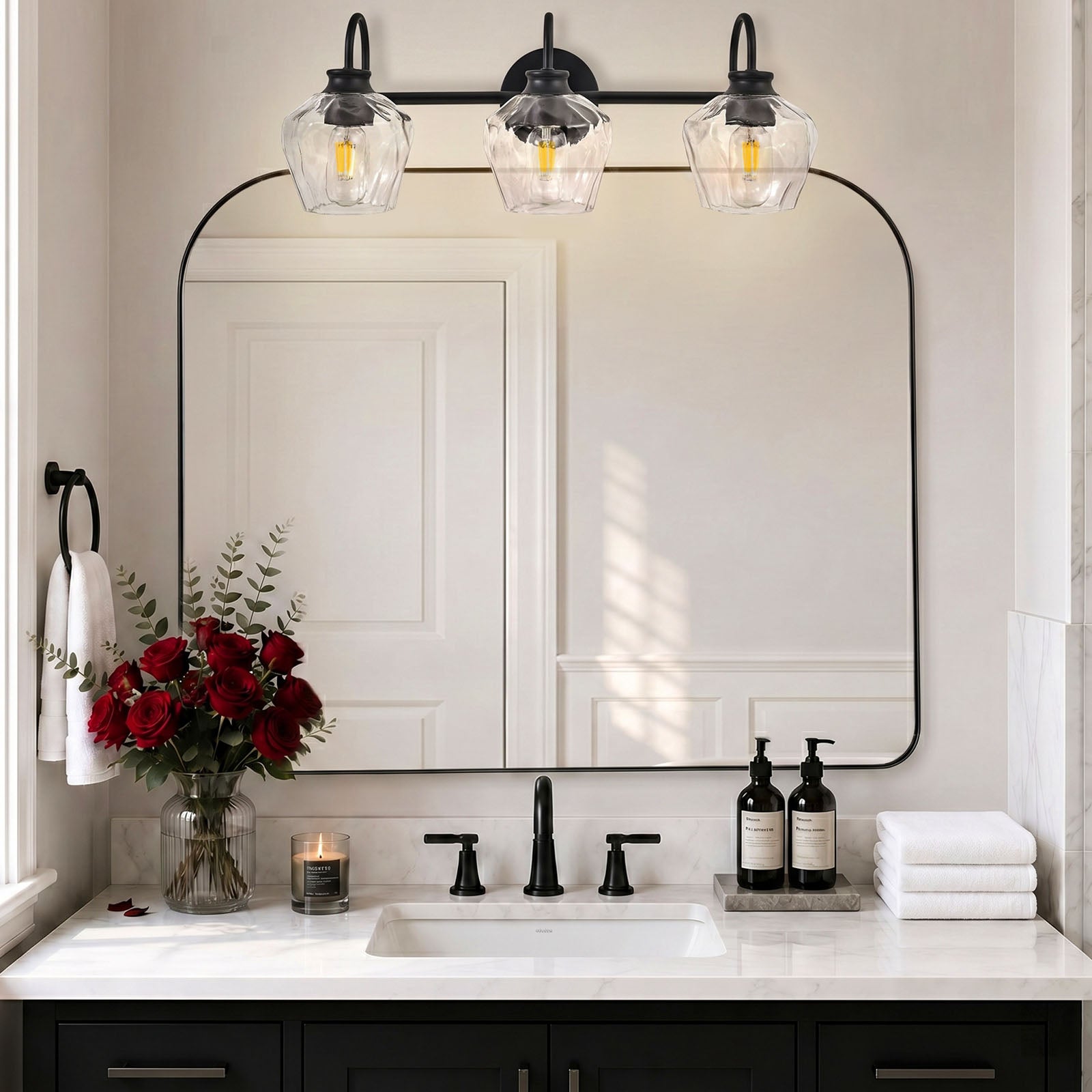 Contemporary  Hammer Glass Shade Gooseneck Bathroom Wall Sconce