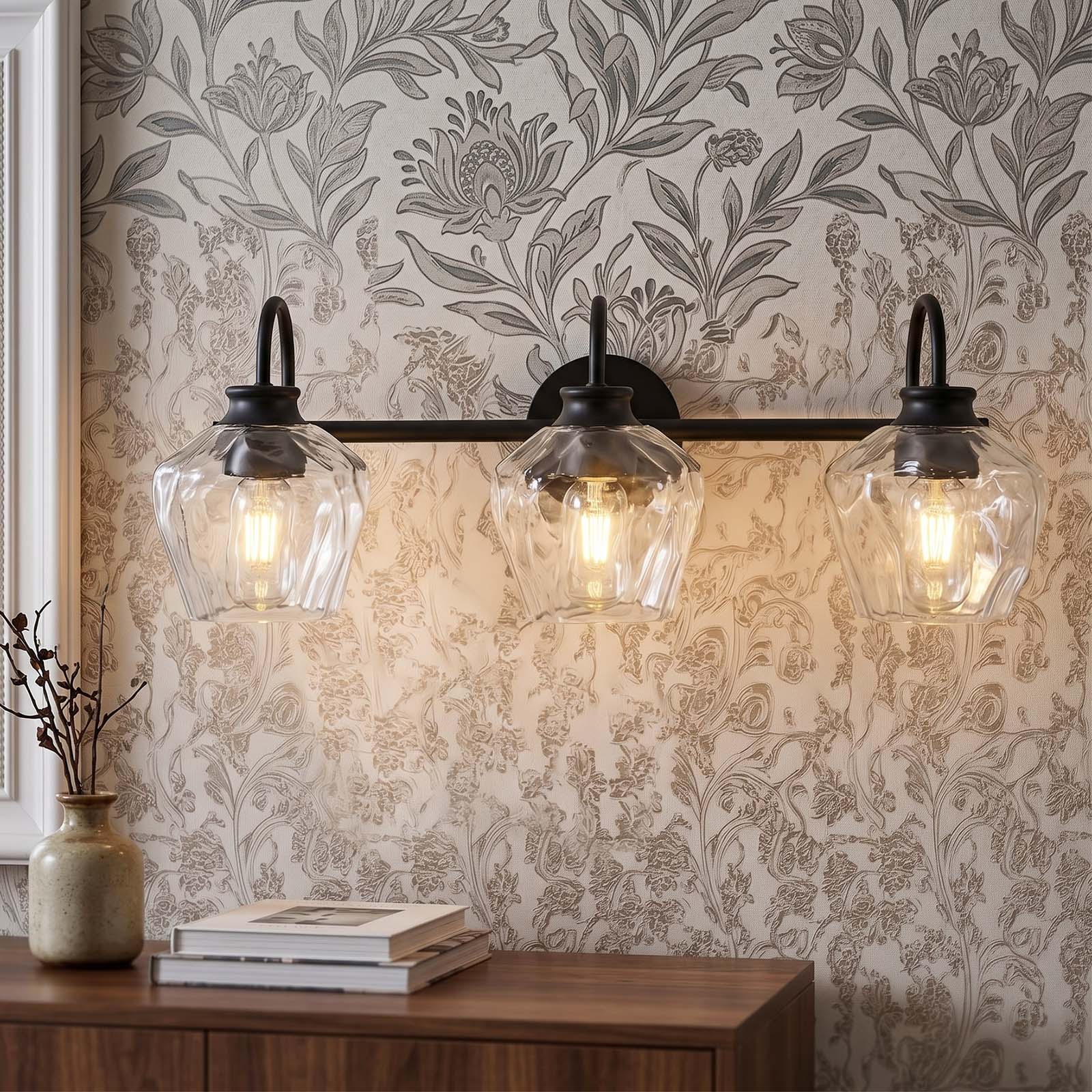 Contemporary  Hammer Glass Shade Gooseneck Bathroom Wall Sconce