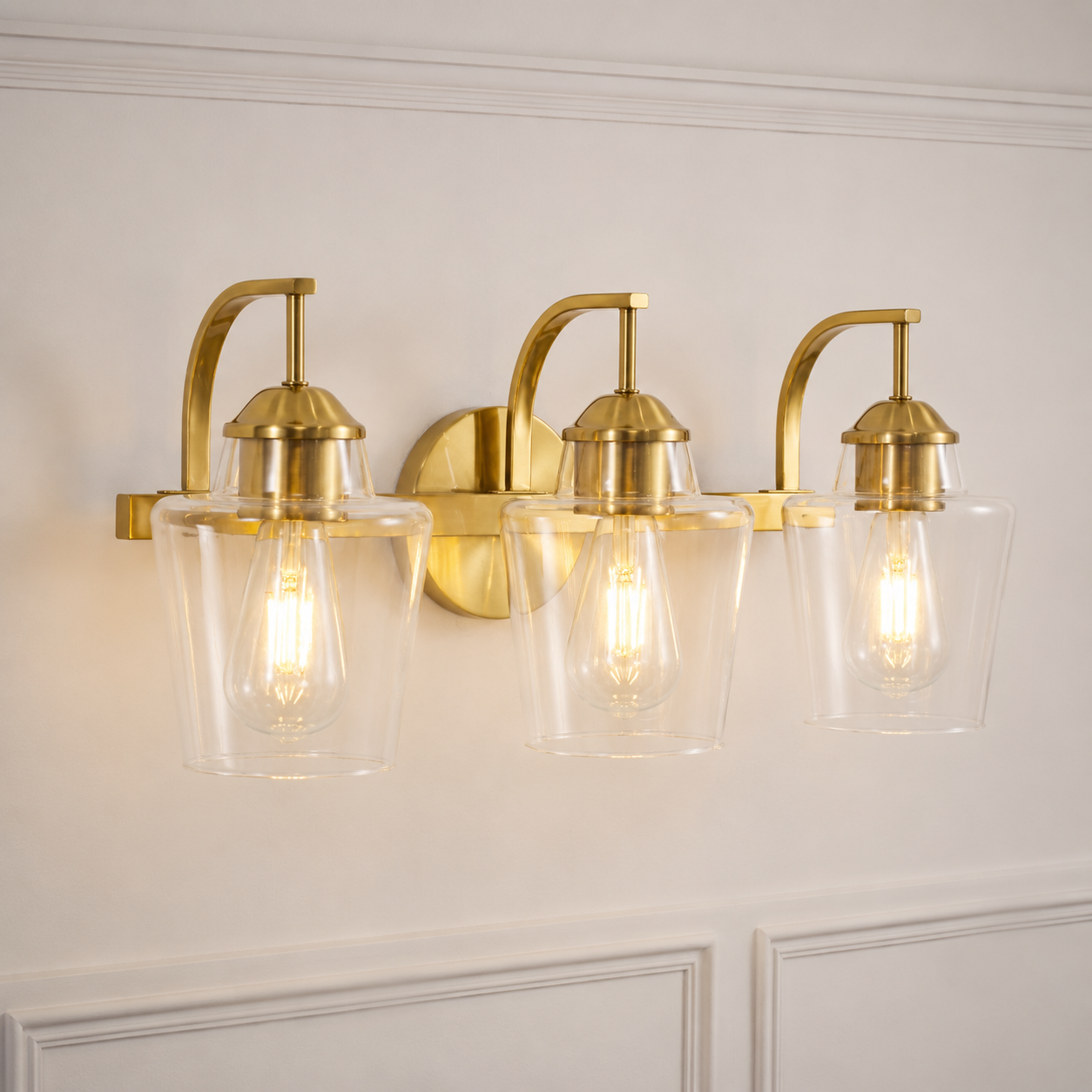 Contemporary Hand-Blown Tapered Glass Shades Bathroom Vanity Lights