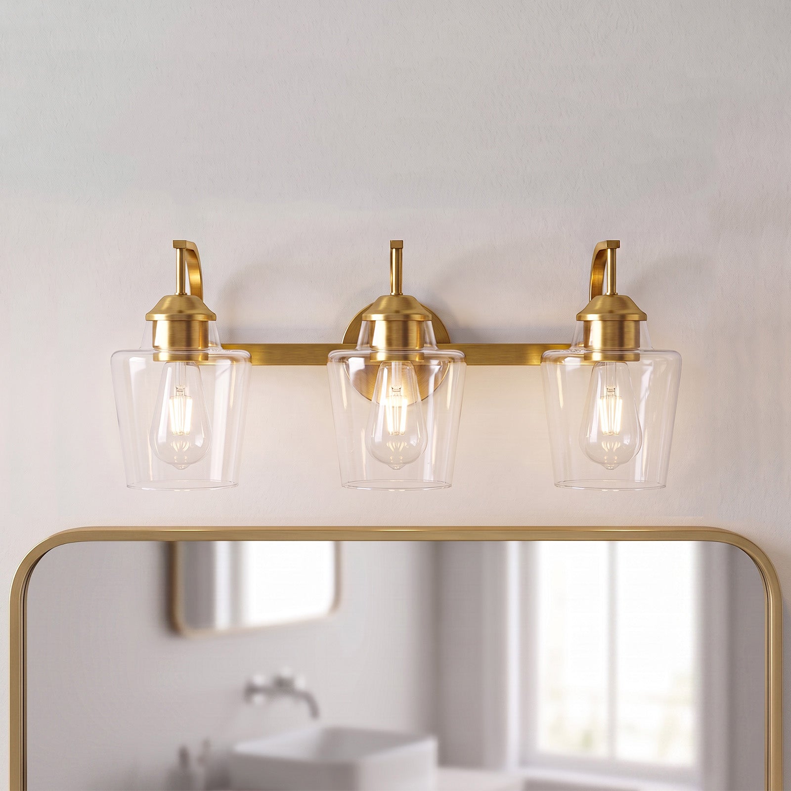 Contemporary Hand-Blown Tapered Glass Shades Bathroom Vanity Lights