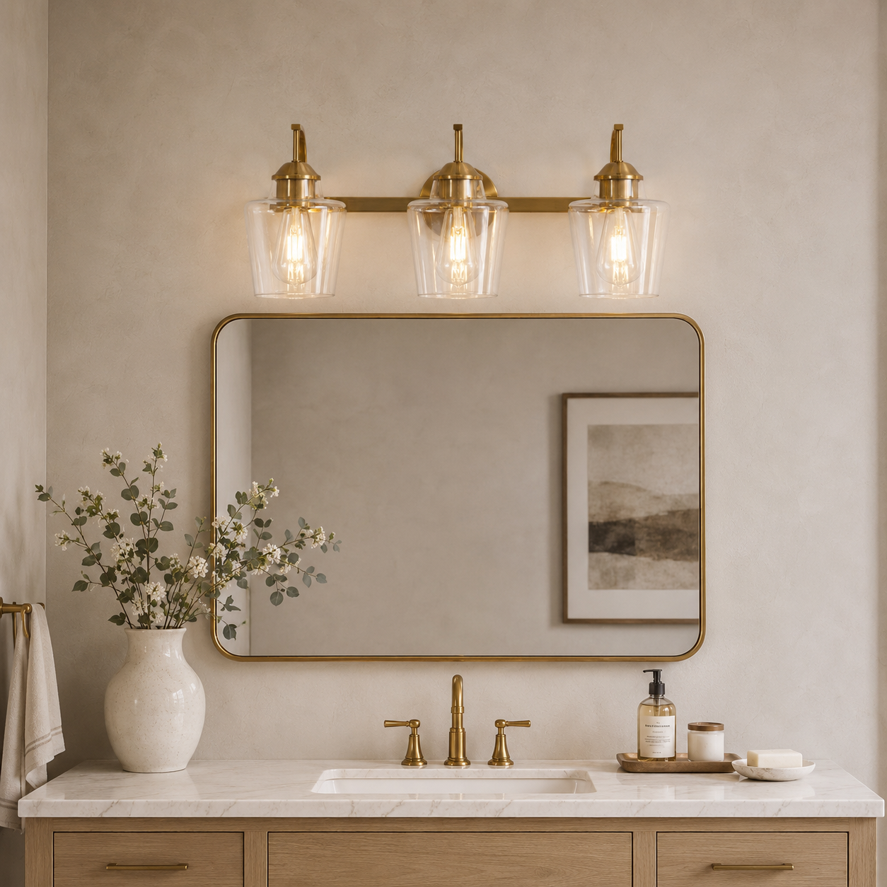 Contemporary Hand-Blown Tapered Glass Shades Bathroom Vanity Lights