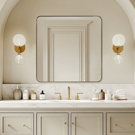 Modern Rounded Rectangle Mirror for Bathroom/ Vanity/ Wall | Stainless Steel Frame