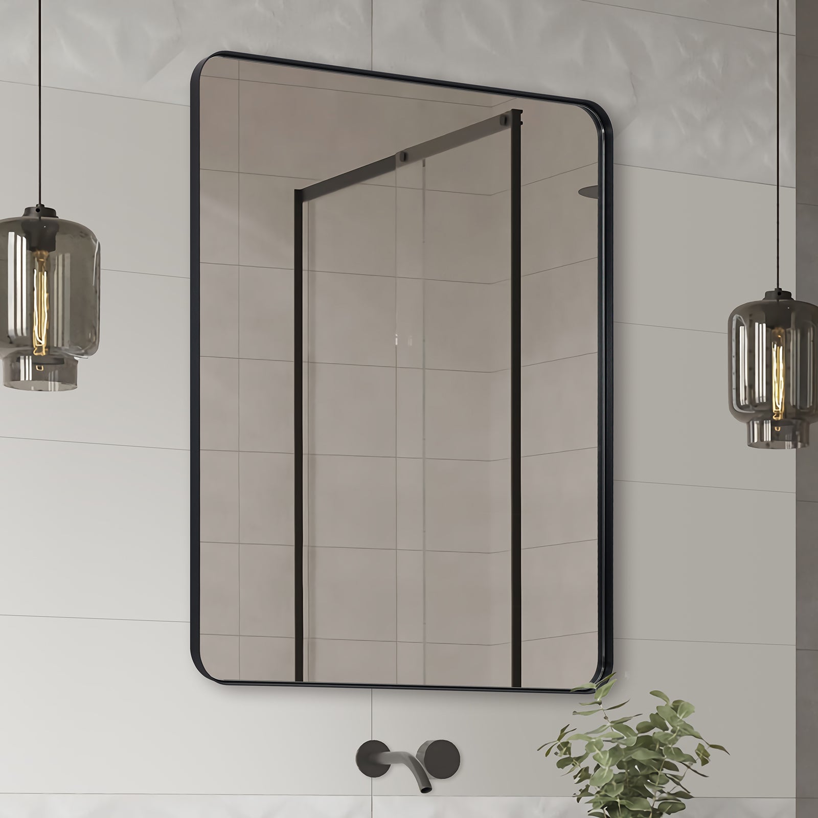 Modern Metal Rectangular Wall Mirrors Hangs Horizontaly or Vertically