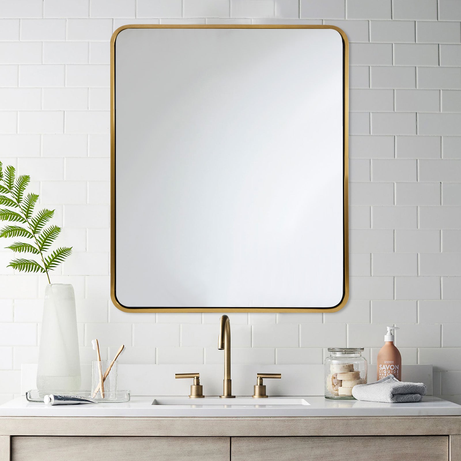 Modern & Contemporary Metal Frame Round Rectangle Mirrors  Bathroom/Vanity Mirrors