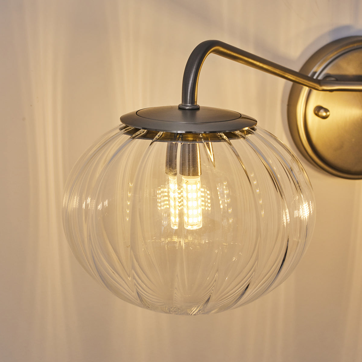 Contemporary Pumpkin Clear Glass Shade Bathroom Vanity Light