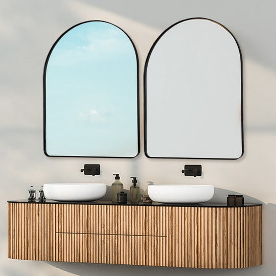 Contemporary Arched Bathroom Vanity Mirror Stainless Steel Frame Arch Top Wall Mirrors