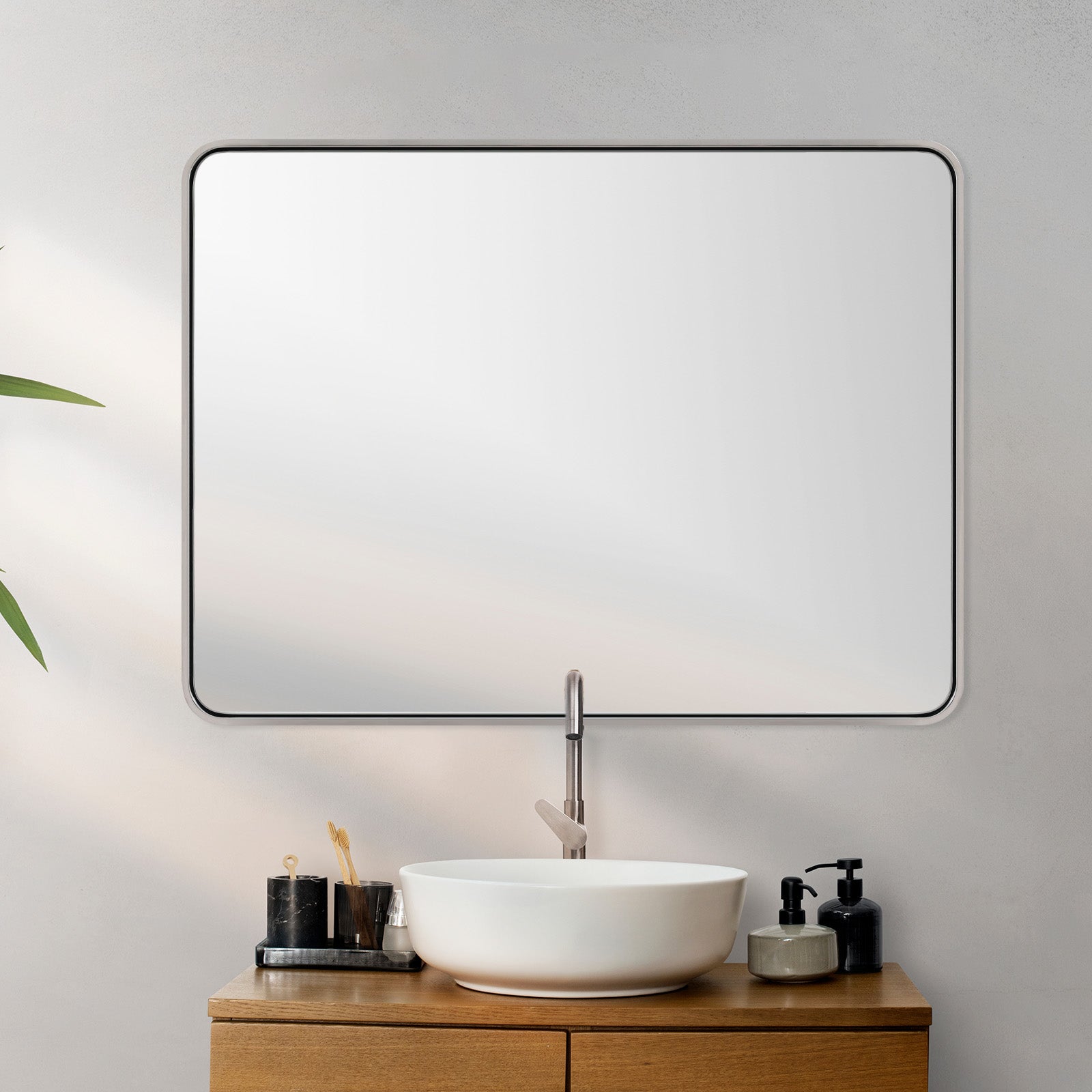 Open Box Like New : Modern Bold Framed Rectangle Wall Mirrors for Bathroom Wall