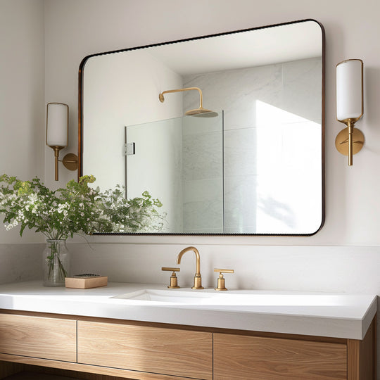 Modern Metal Rectangular Wall Mirrors Hangs Horizontaly or Vertically