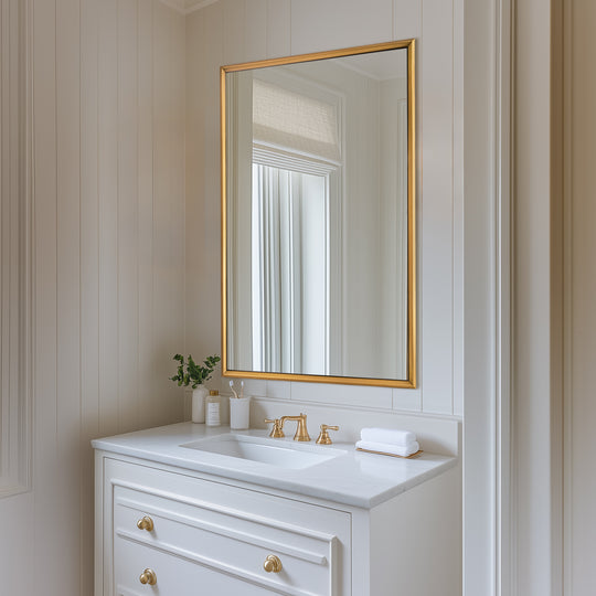 Luxury Beveled Stainless Steel Framed  Rectangular Bathroom Vanity Mirror