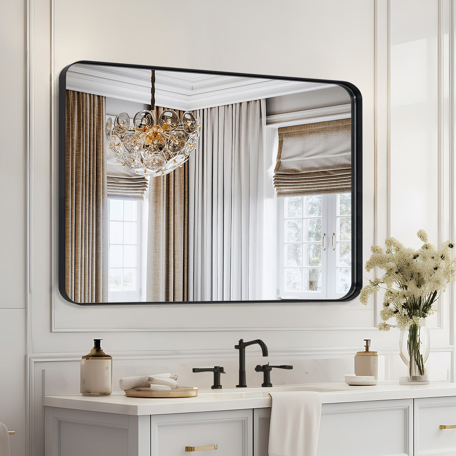 Modern Round Rectangle Mirrors  for Bathroom | Aluminum Frame