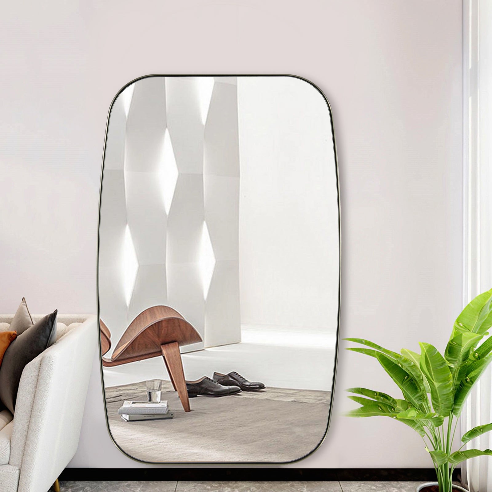 Modern Oblong Long-Oval Full Length Mirrors | Stainless Steel Frame