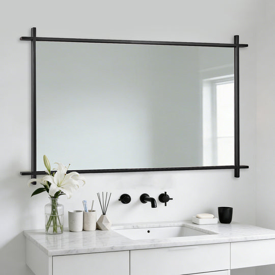 Vintage Cross Corner Rectangle Bathroom Wall Mirrors | Stainless Steel Framed
