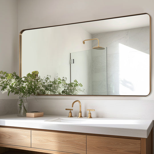 Modern Metal Rectangular Wall Mirrors Hangs Horizontaly or Vertically