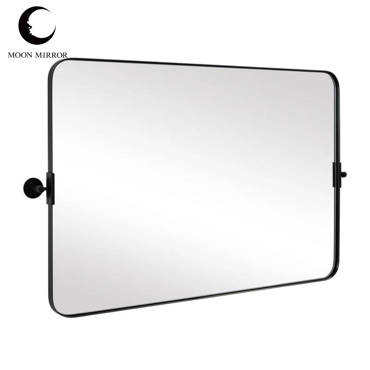 MOON MIRROR Matte Black Pivot Tilt Rectangle Bathroom/ Vanity Mirrors | Stainless Steel Frame