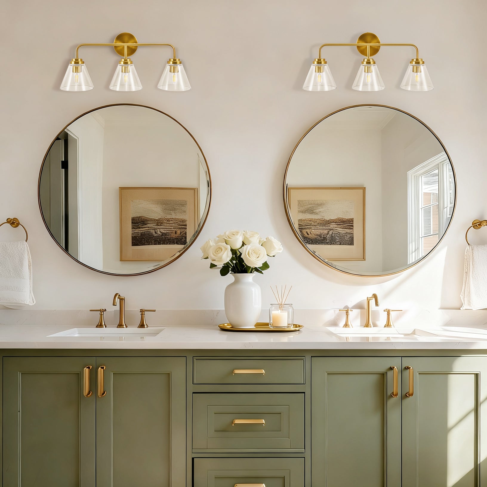 Modern Cone Clear Glass Shade Bathroom Wall Sconces