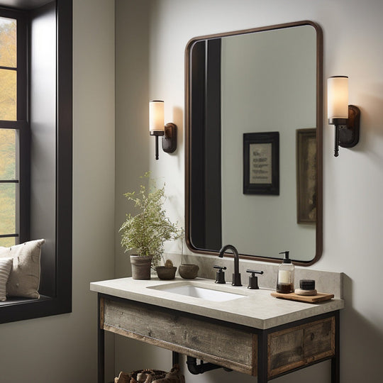 Contemporary Bold Metal Rounded Rectangular Bathroom Vanity Mirrors