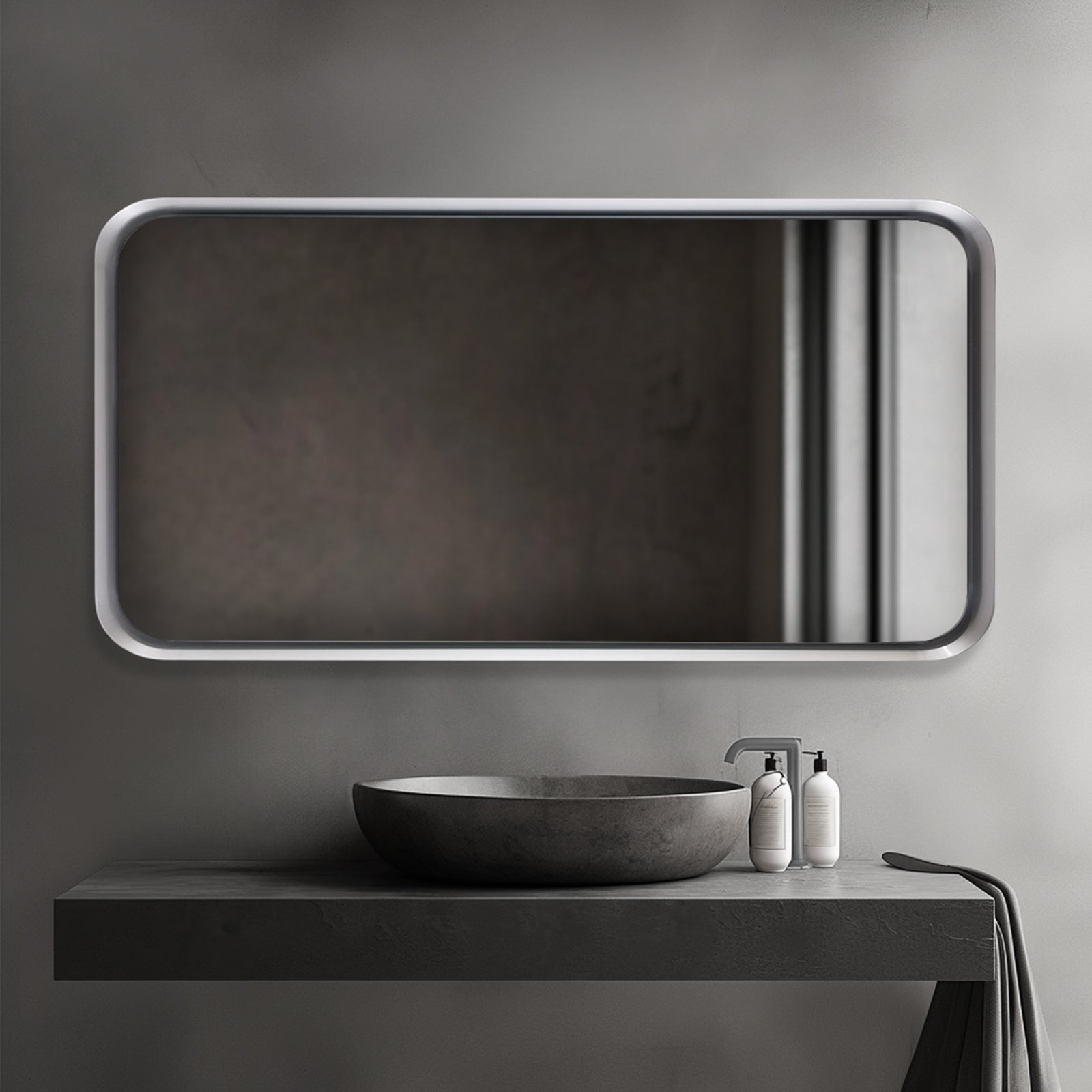 Metal Extended Frame Suspended Mirror for Bathroom/ Wall