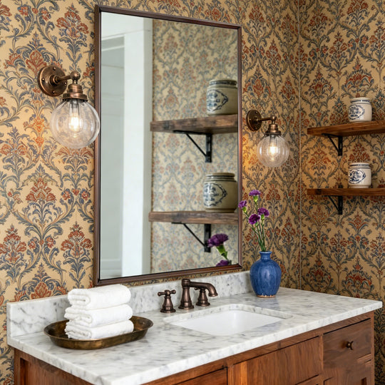 Luxury Beveled Stainless Steel Framed  Rectangular Bathroom Vanity Mirror