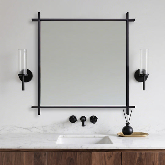 Vintage Cross Corner Rectangle Bathroom Wall Mirrors | Stainless Steel Framed