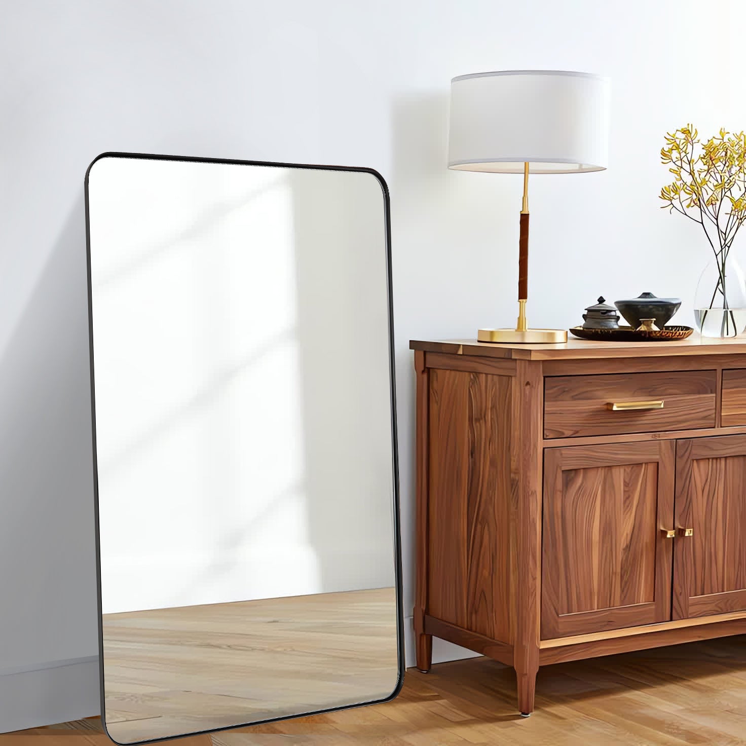 Full Length Mirror for Wall Full Body Rectangle Long Vanity Mirror | Stainless Steel Frame