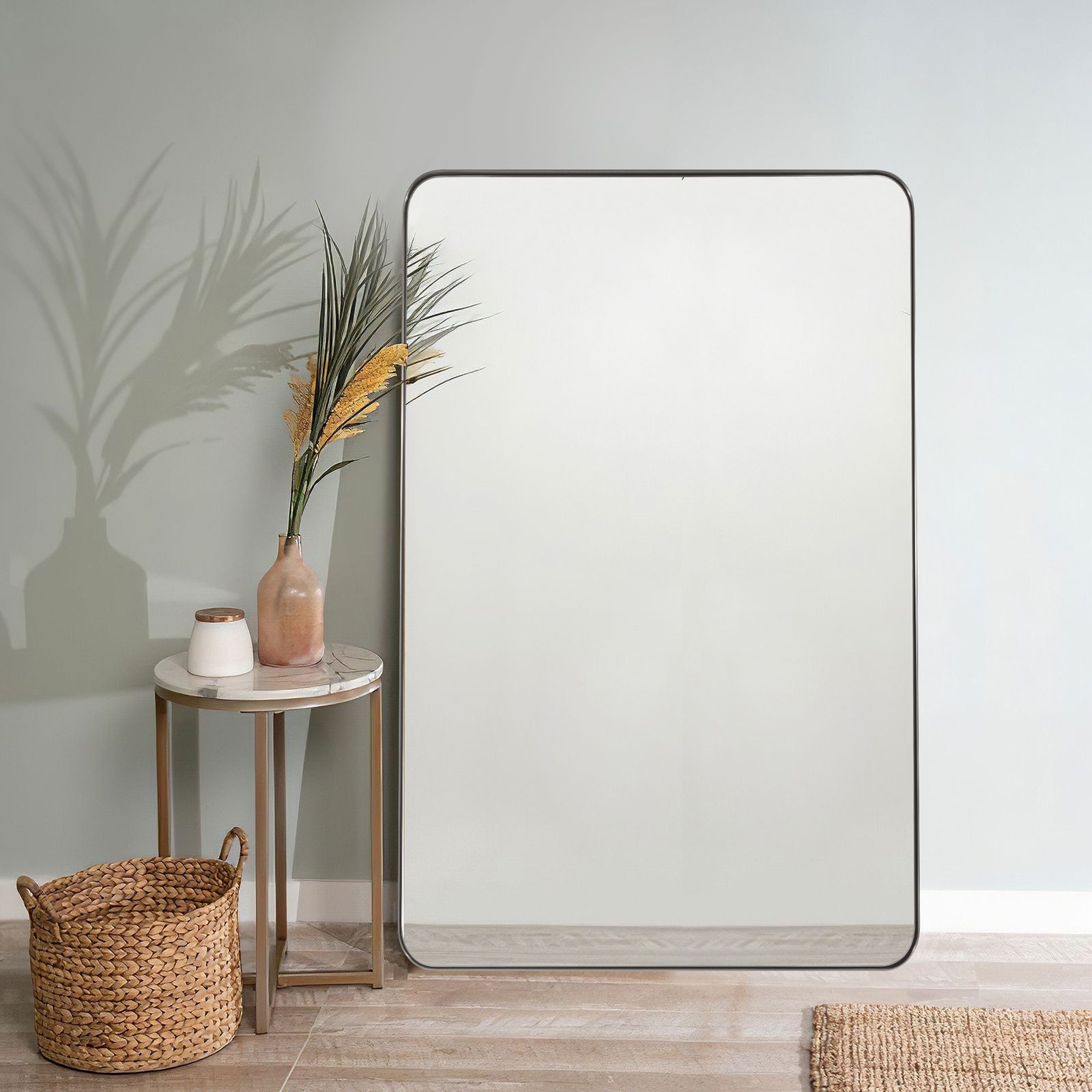 Full Length Mirror for Wall Full Body Rectangle Long Vanity Mirror | Stainless Steel Frame