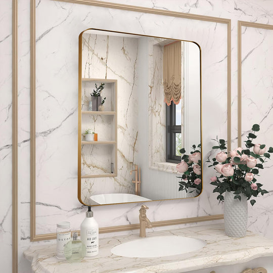 Luxury Rounded Rectangular Bathroom Mirrors with Aluminum Framed