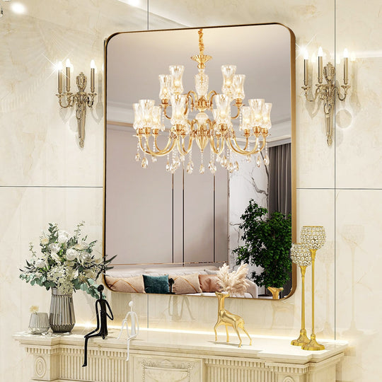 Luxury Rounded Rectangular Bathroom Mirrors with Aluminum Framed