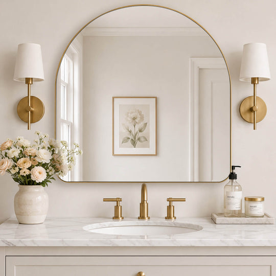 Contemporary Arched Bathroom Vanity Mirror | Stainless Steel Frame