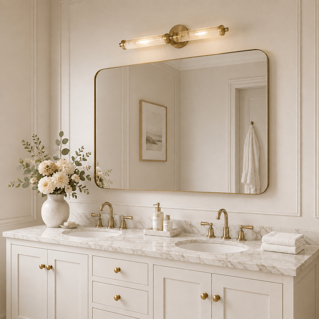 Modern Rounded Rectangle Mirror for Bathroom/ Vanity/ Wall | Stainless Steel Frame
