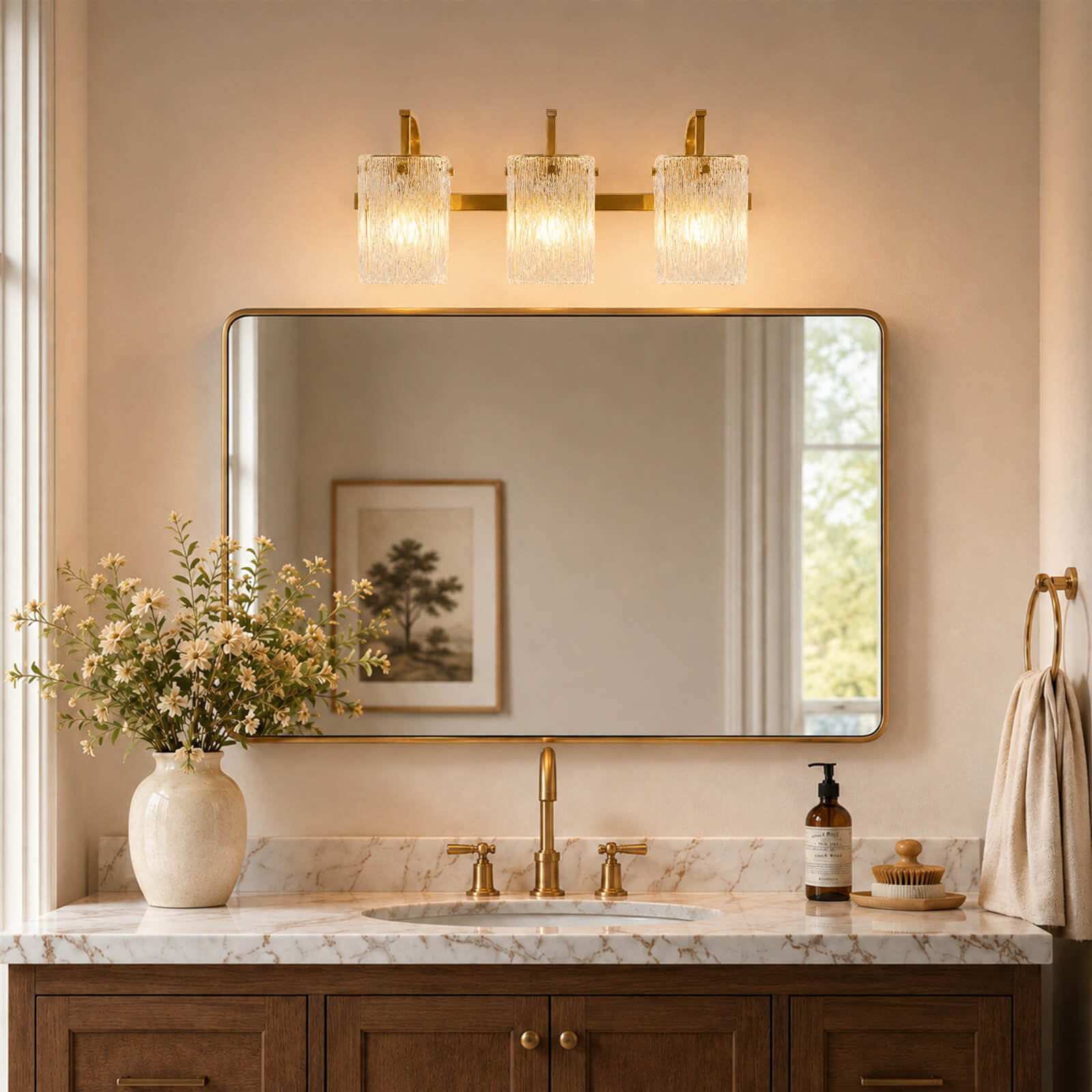 Luxury Textured Glass Shade Bathroom Vanity Light Sconce