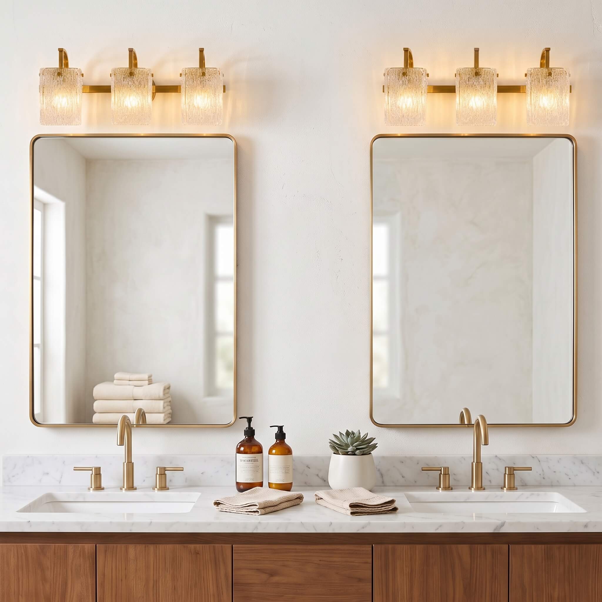 Luxury Textured Glass Shade Bathroom Vanity Light Sconce