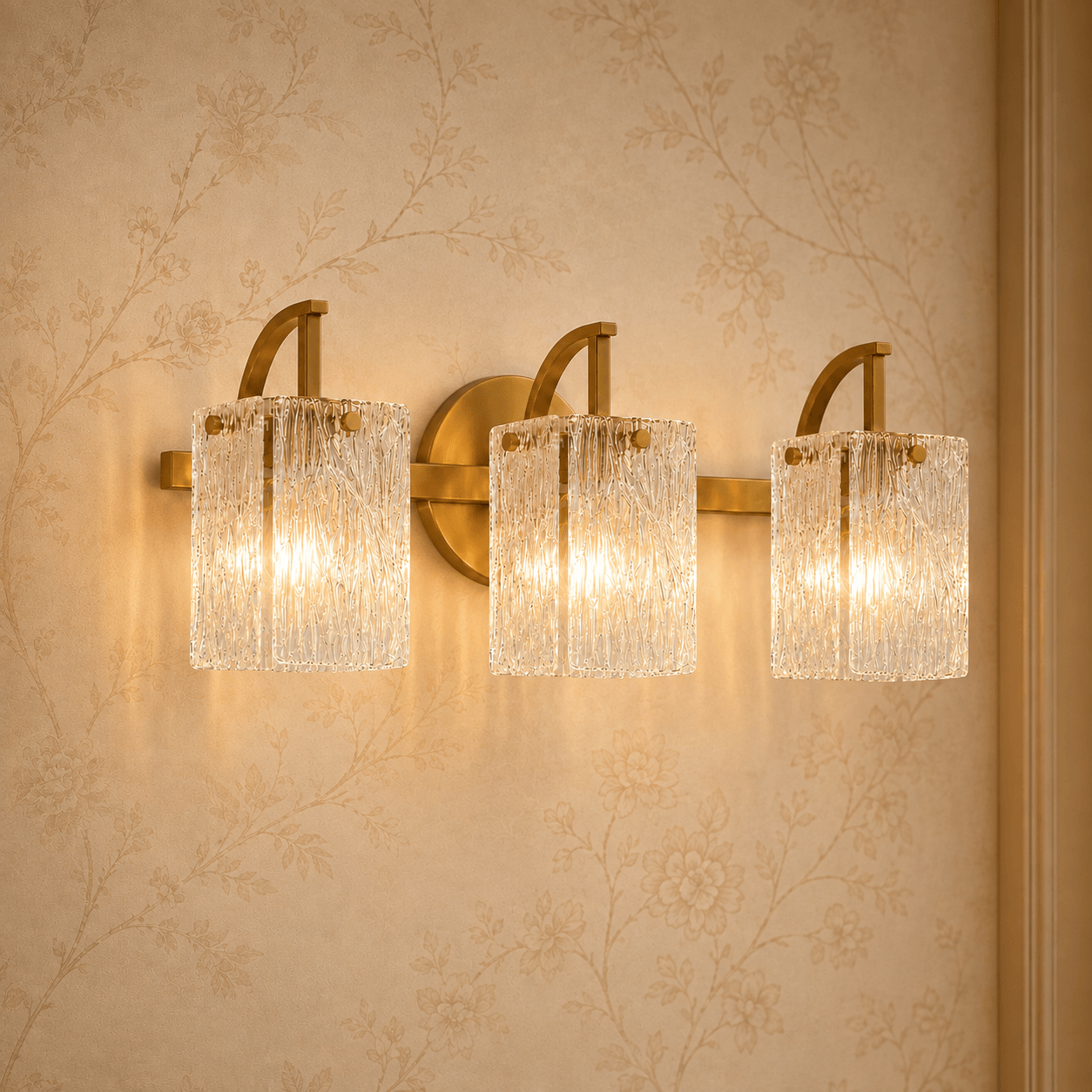 Luxury Textured Glass Shade Bathroom Vanity Light Sconce