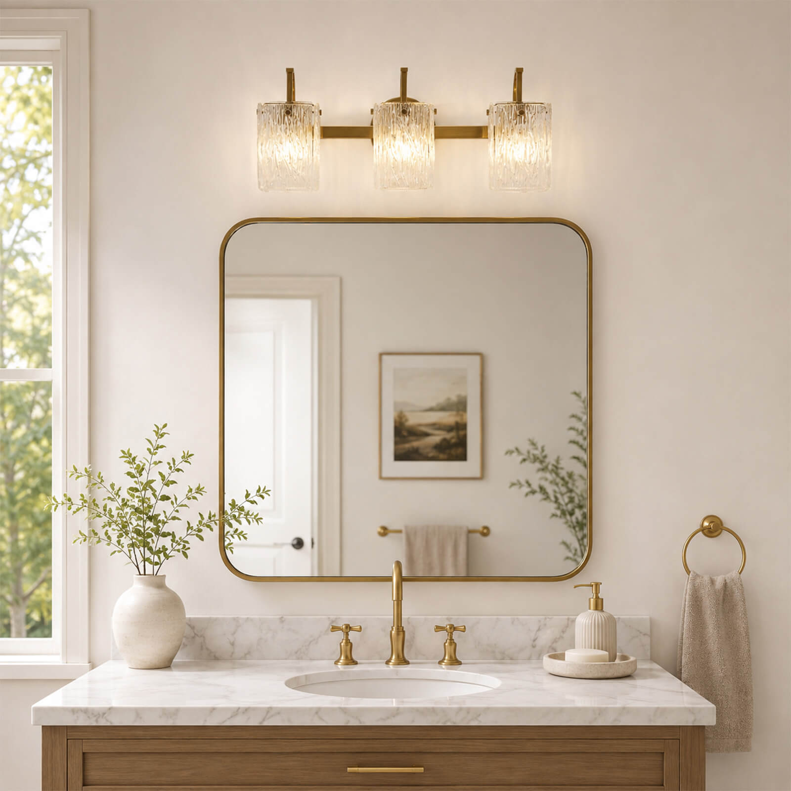Luxury Textured Glass Shade Bathroom Vanity Light Sconce
