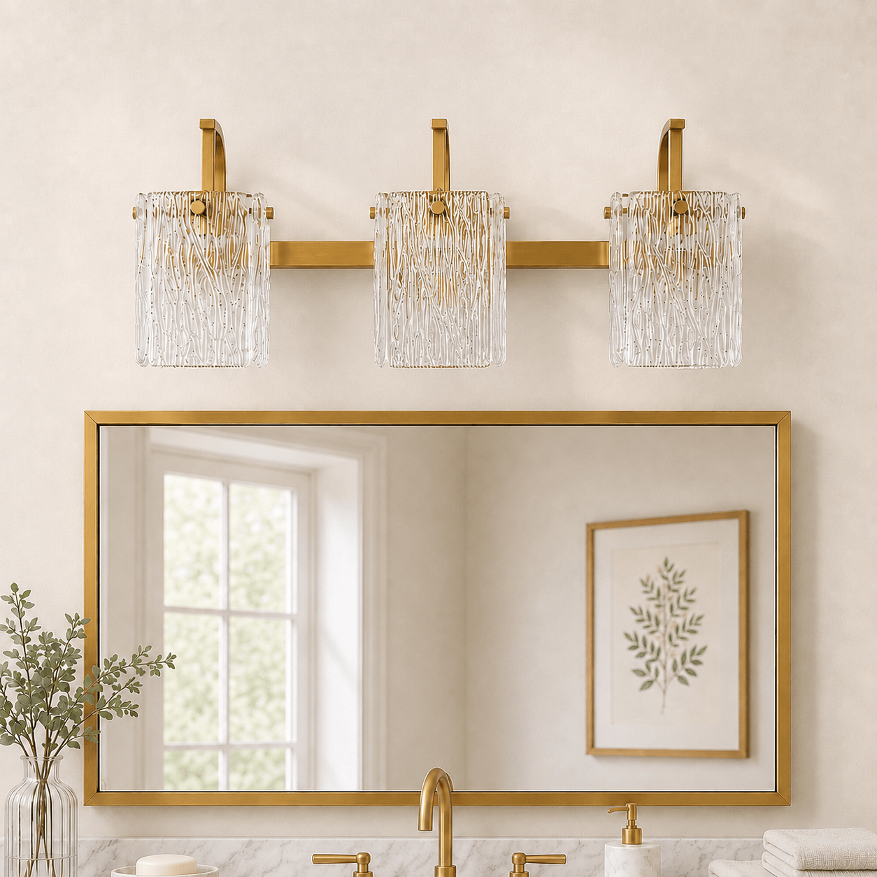 Luxury Textured Glass Shade Bathroom Vanity Light Sconce