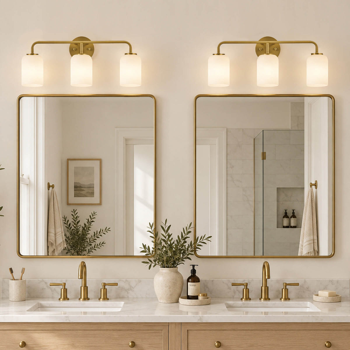 Modern Milk Glass Shade Vanity Light Wall Sconce