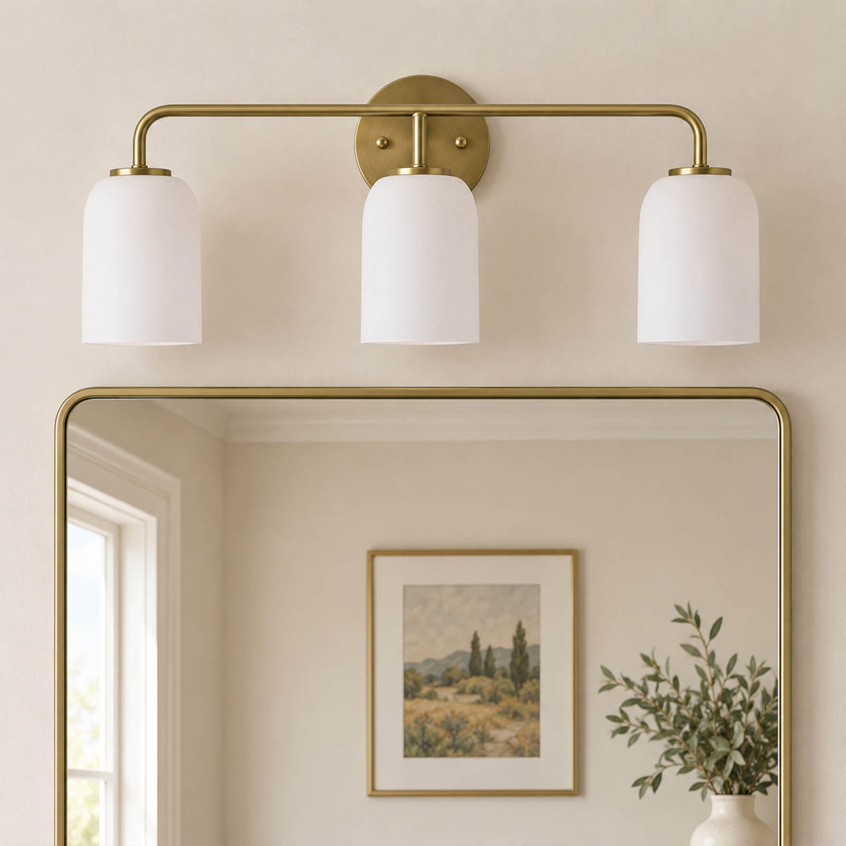 Modern Milk Glass Shade Vanity Light Wall Sconce