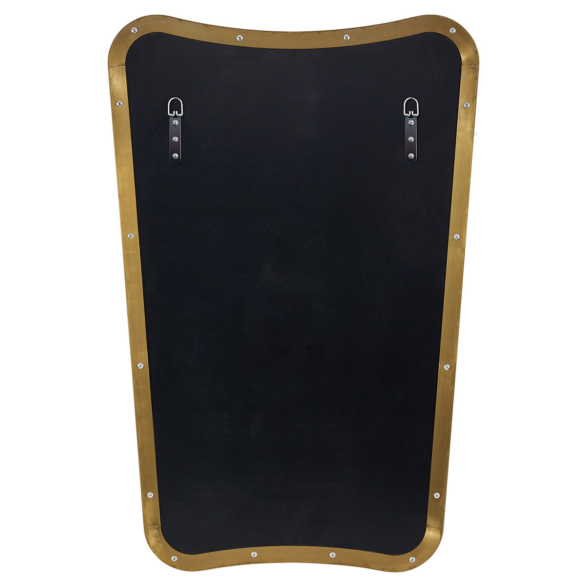 Concave Top Rectangular Scalloped Mirror, Brushed Gold