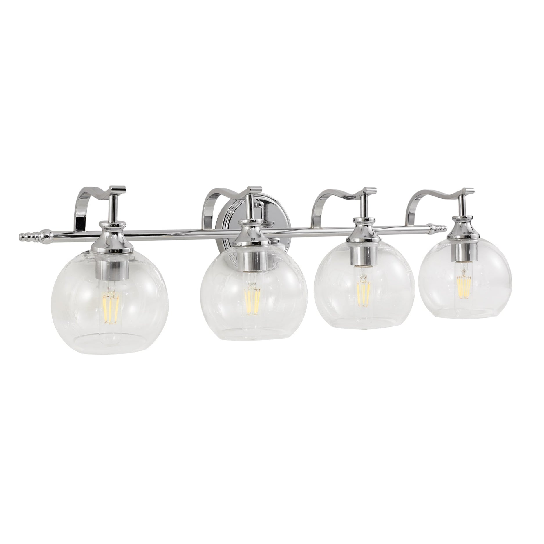 Modern Clear Globe Glass Shade Metal Crank Frame Bathroom Sconces