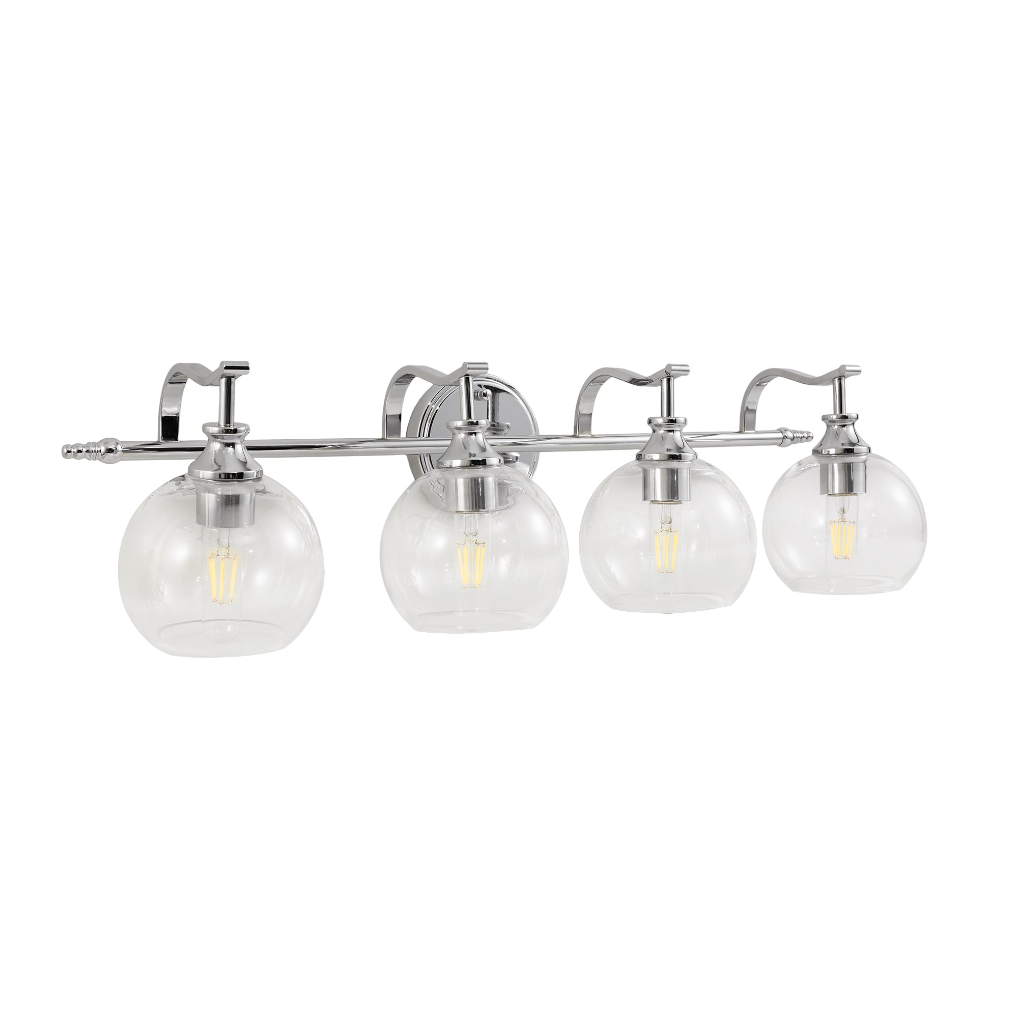 Modern Metal Crank Frame Clear Globe Glass Shade Wall Sconces for Bathroom, Living Room