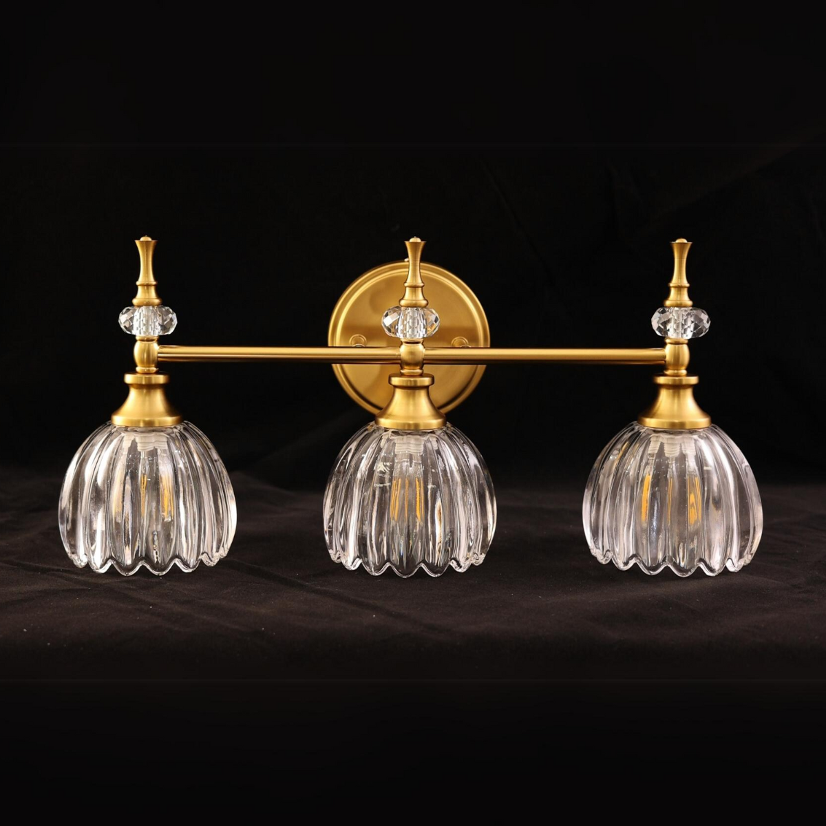 Luxury Gold Wall Sconces Bathroom Vanity Lights with Tulip Glass Shade for Bedroom, Hallway