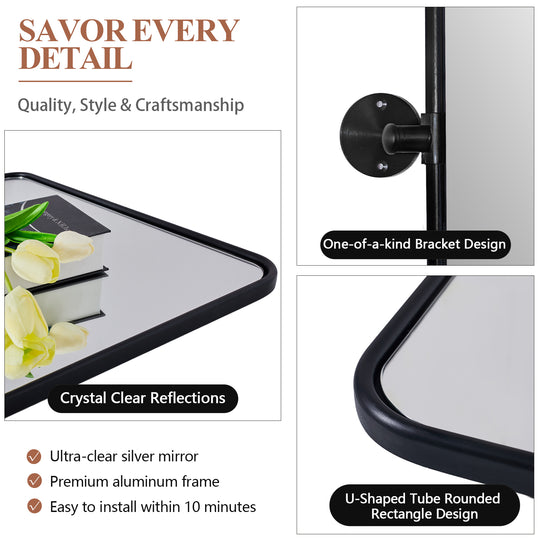 Modern Rectangle Pivot Mirror Adjustable Tilting Bathroom Mirror