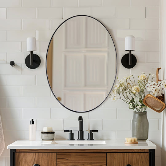 Stainless Steel Framed Oval Bathroom Mirrors