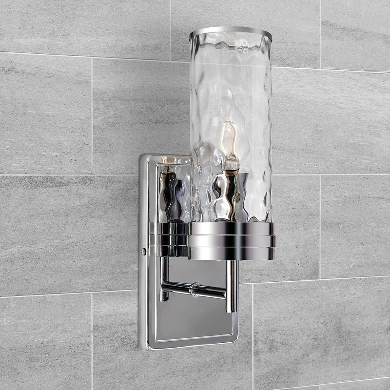 Contemporary Tube Hammer Glass Shade Wall Sconces for Bathroom, Bedroom,Hallway