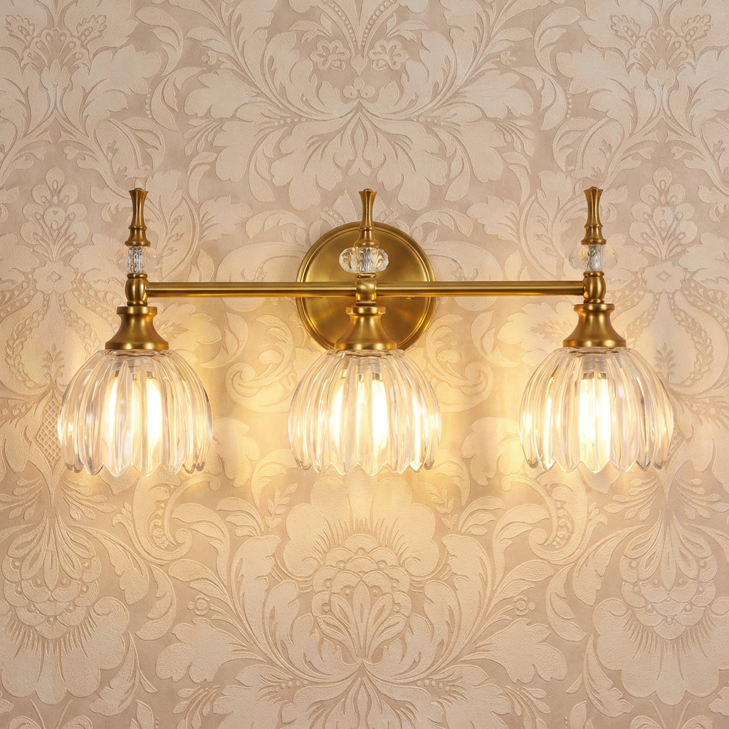 Contemporary Bathroom Vanity Light Fixtures with Tulip Glass Shade Sconces for Bath,Bedroom, Hallway