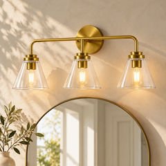 Modern Clear Cone Glass Shade Bathroom Vanity Light
