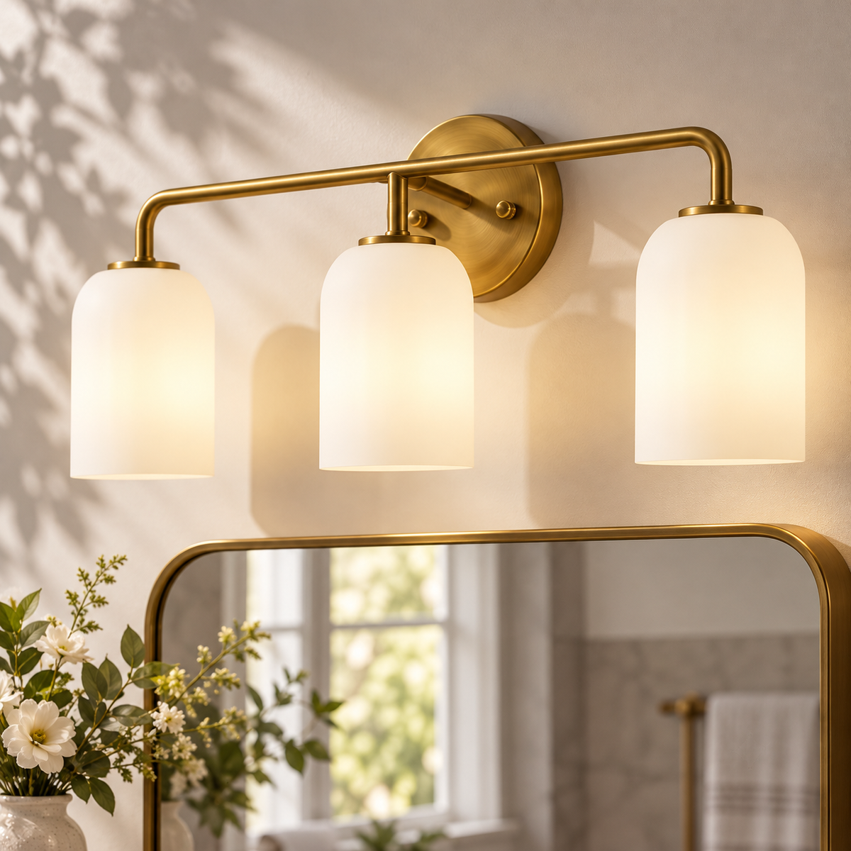 Modern Milk Glass Shade Bathroom Vanity Light