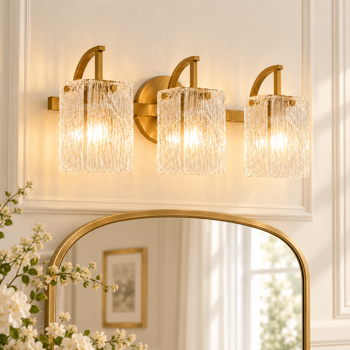 Luxury Textured Glass Shade Bathroom Vanity Light