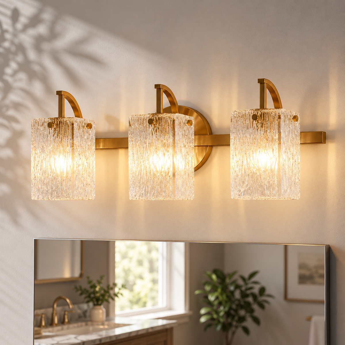 Luxury Textured Glass Shade Bathroom Vanity Light