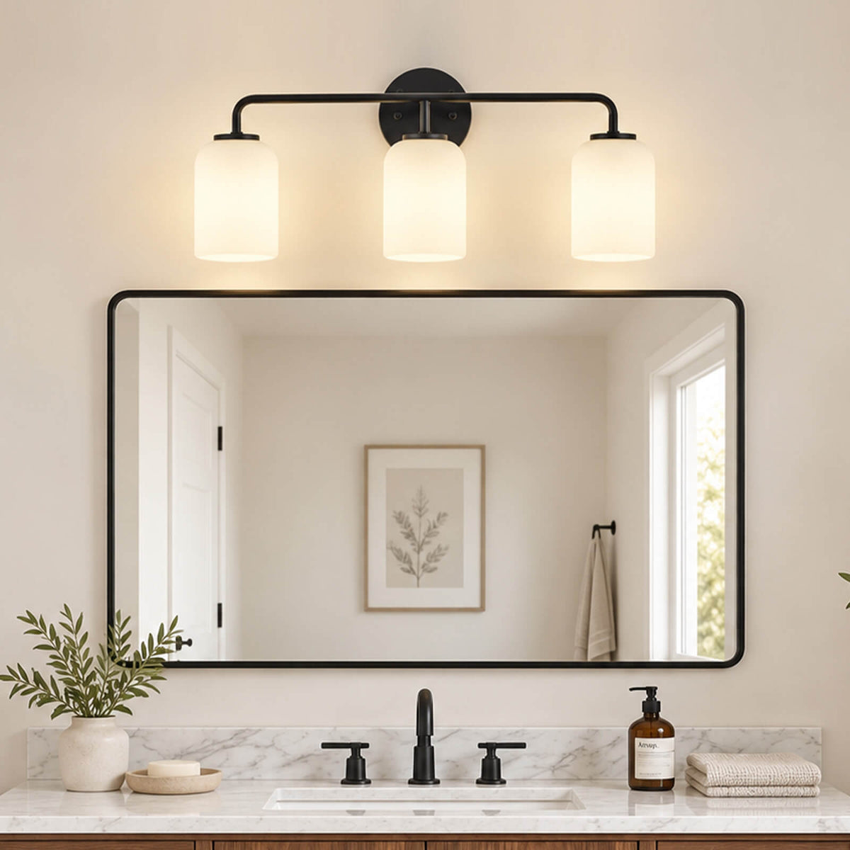 Modern Milk Glass Shade Vanity Light Wall Sconce